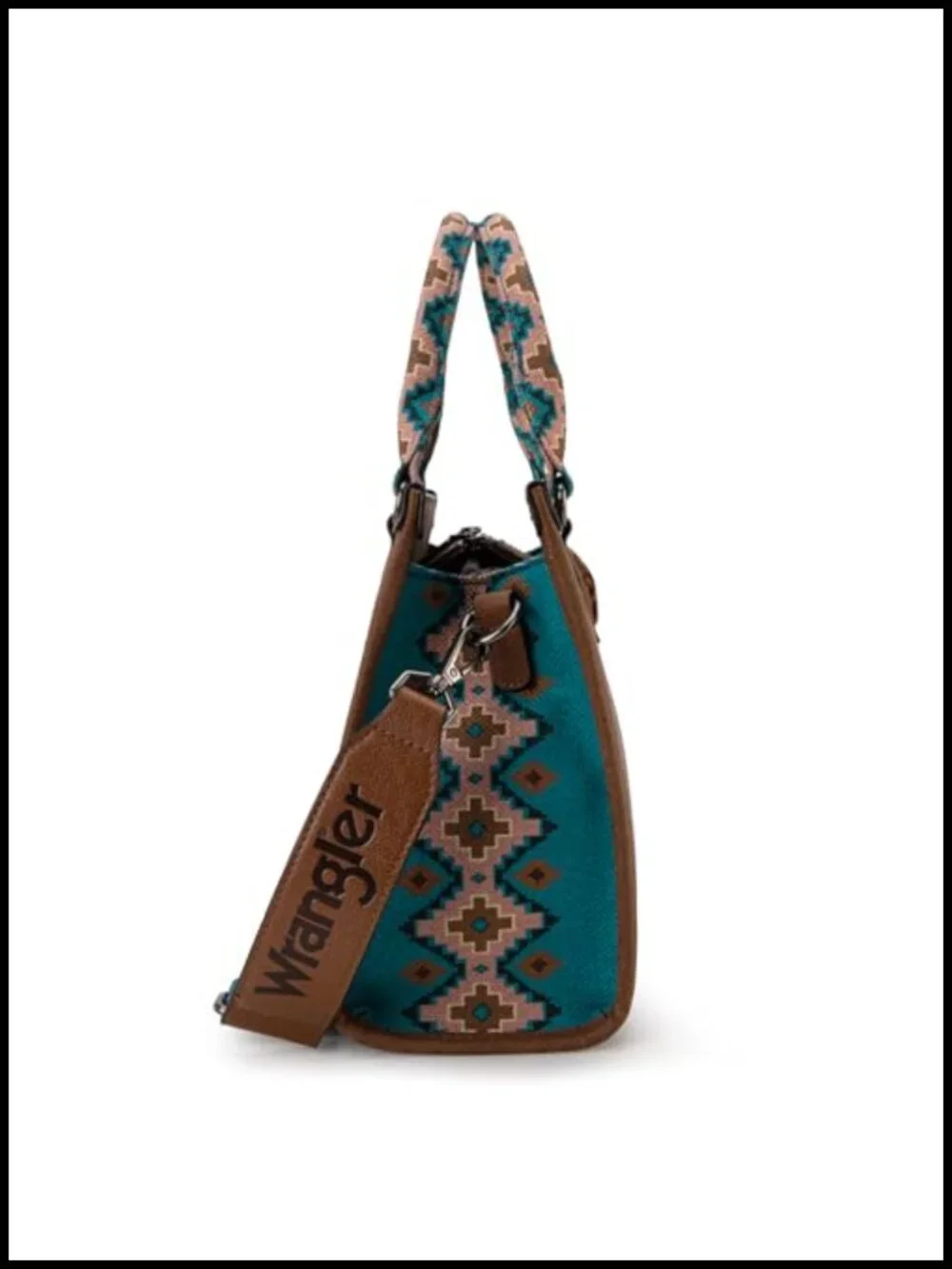 Faux Leather Western Aztec Print Tote Purse with Whipstitch Details